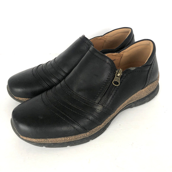 PATRIZIA by Spring Step Slip-on Shoes Sz 41 9.5-10 Black Leather Zip‎ Comfort - Picture 1 of 12